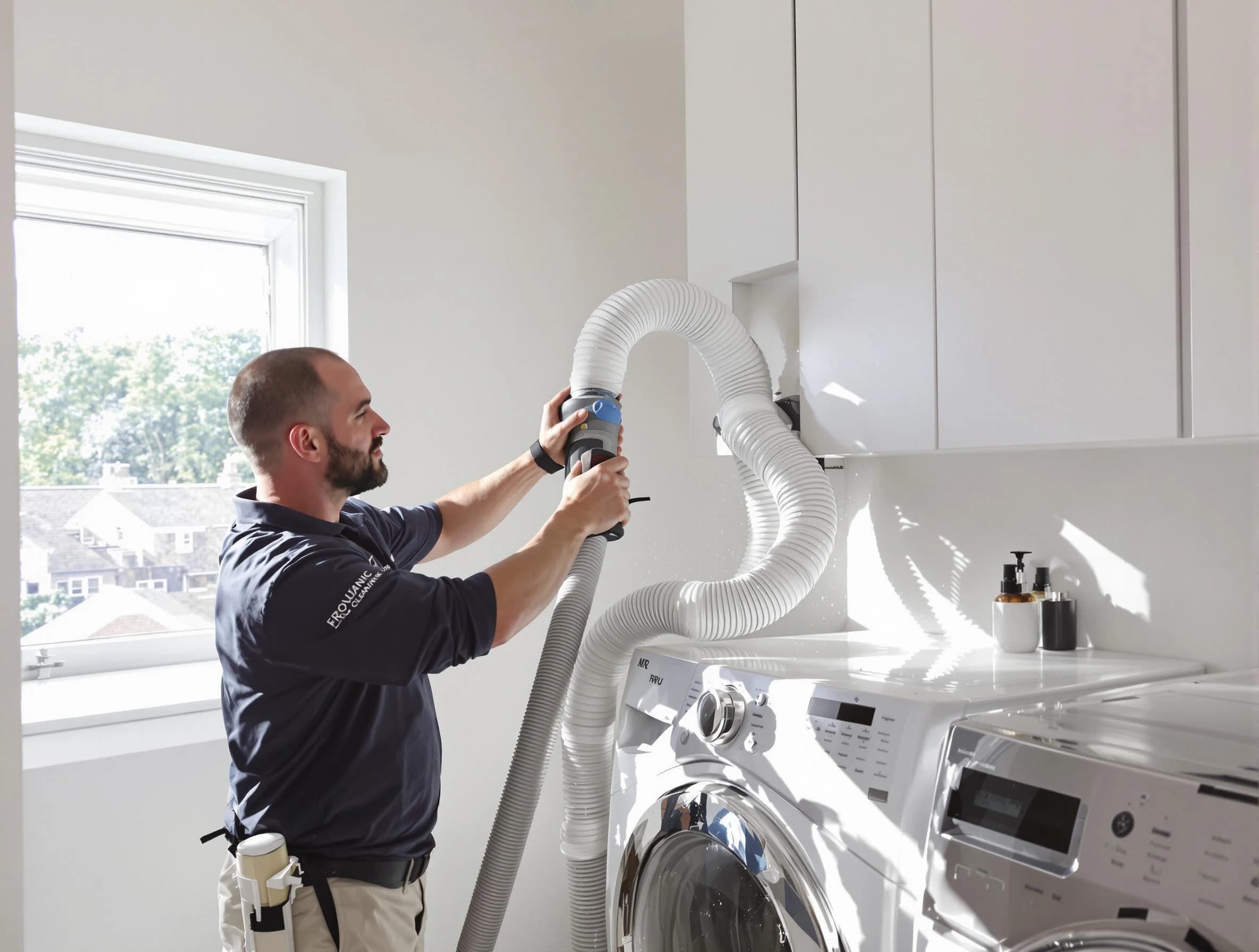 Certified Corona Dryer Vent Cleaning technician performing dryer vent cleaning in Corona